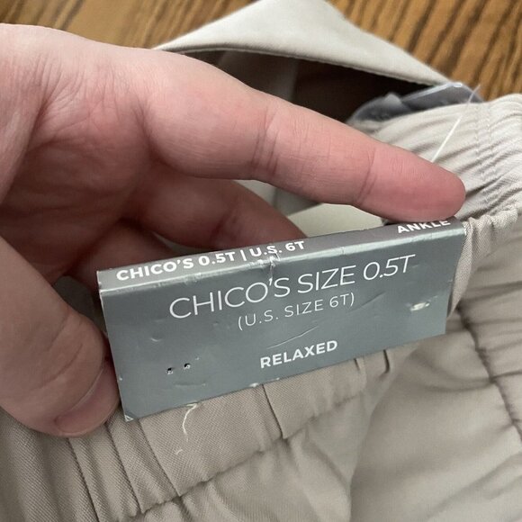 Chicos Women SZ 0.5T US 6T Dusty Taupe Pull On Relaxed Cargo Ankle Pants NWT - Picture 9 of 11